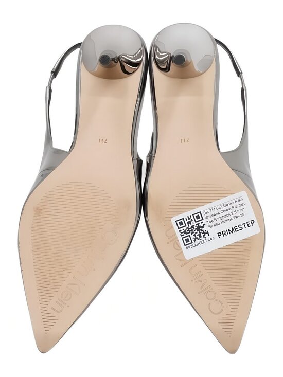 calvin Klein Womens Mule Dainty Pumps KCDAINTY Silver Gray  Calvin Klein Cinola Pointed Toe Slingback Stiletto Pumps Pewter Silver 7M